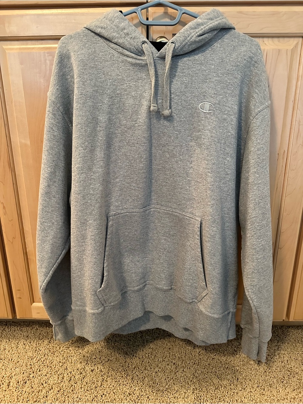 Great Condition! Champion Light Gray Pullover Hoodie with Small Chest Logo